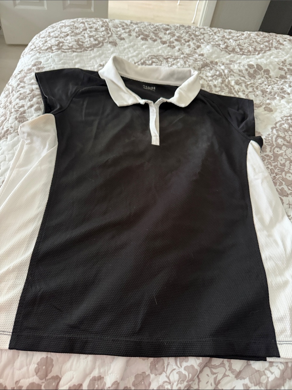 Aspire Black and White Mesh Sport Polo